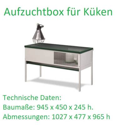 Kükenaufzuchtbox inkl. Futtersilo + Wassertränke + Wärmelampe