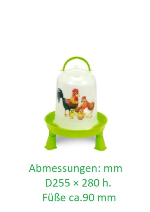 Geflügeltränke mit Füßen und Motiv